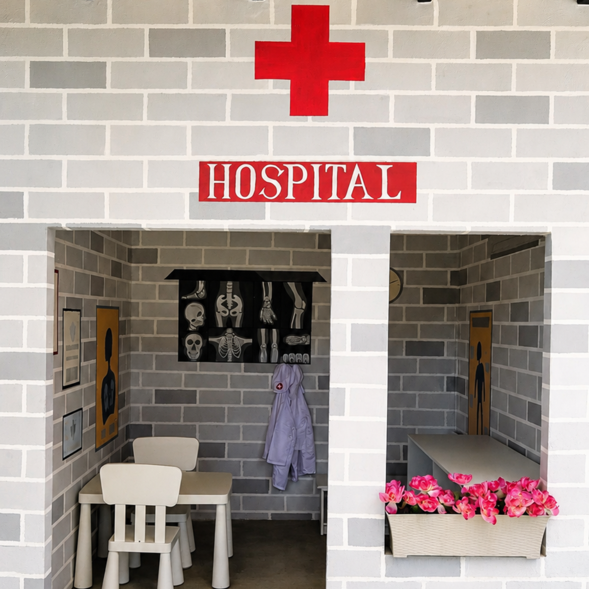 Hospital de juguete dentro de la mini ciudad infantil de Diversitopía.