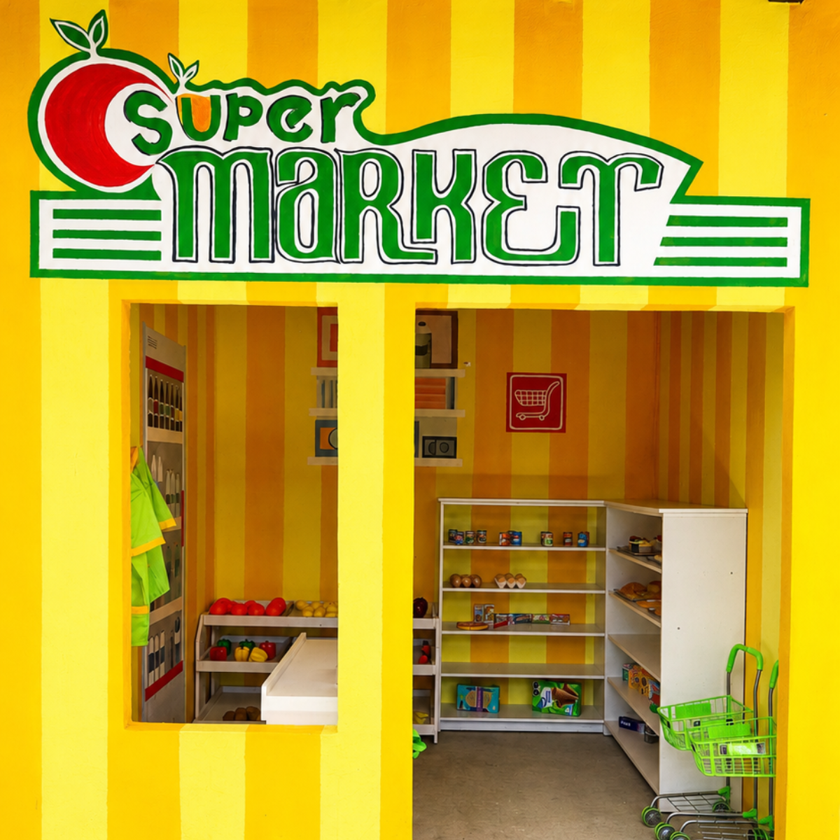 Supermarket de juguete dentro de la mini ciudad de Diversitopía.